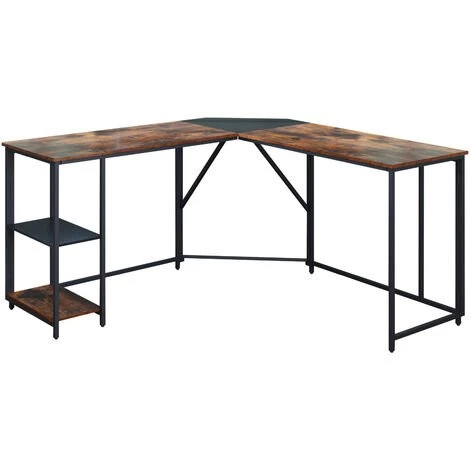 Bureau D'ordinateur Domicile En Forme De L Avec Etagere Capacite De Poids 250 Lb 145 X 145 X 75 CM Marron Rustique,LBF 3 Bureau D'ordinateur Domicile En Forme De L Avec Etagere Capacite De Poids 250 Lb 145 X 145 X 75 CM Marron Rustique,LBF