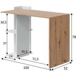 VS VENTA-STOCK Bureau Llanes 2 Niches Bois/blanc, 100 Cm - BOIS/BLANC -France Bureau Soldes 2022 65042189 5