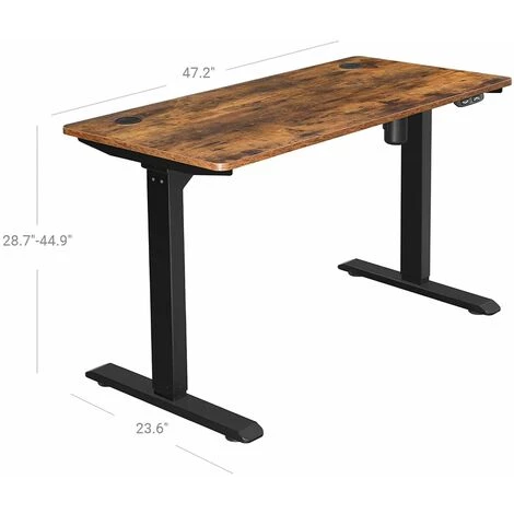 HELLOSHOP26 Bureau électrique Réglable En Hauteur En Continu Bureau Assis-debout Avec Moteur Longueur Réglable 120 X 60 X (73-114) Cm En Acier Marron Rustique Et Noir - Marron 4 HELLOSHOP26 Bureau électrique Réglable En Hauteur En Continu Bureau Assis-debout Avec Moteur Longueur Réglable 120 X 60 X (73-114) Cm En Acier Marron Rustique Et Noir - Marron – Image 2