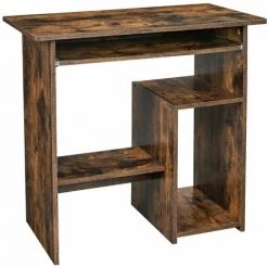 HELLOSHOP26 Bureau Table Informatique Poste De Travail Avec Support Et étagère Compartiment Pour Unité Centrale Pour Petit Espace Montage Facile 80 Cm Marron Rustique - Marron