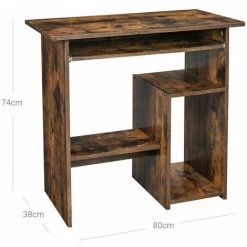 HELLOSHOP26 Bureau Table Informatique Poste De Travail Avec Support Et étagère Compartiment Pour Unité Centrale Pour Petit Espace Montage Facile 80 Cm Marron Rustique - Marron -France Bureau Soldes 2022 65117275 3