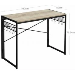 HELLOSHOP26 Bureau Table D’ordinateur Table Informatique Pliable Avec 8 Crochets Poste De Travail Montage Sans Outils Style Industriel Grège Et Noir - Noir -France Bureau Soldes 2022 65117277 2