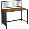 HELLOSHOP26 Bureau Avec Panneau Grillagé Table D’ordinateur Table Informatique Avec Pochettes De Rangement En Tissu Pour Photos Papeterie Style Industriel 120 Cm Marron Rustique Et Noir - Marron