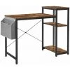 HELLOSHOP26 Bureau Informatique Table D’études Avec étagères Planche Réglable Porte-documents 110 X 50 X 90 Cm Style Industriel Marron Rustique Et Noir - Marron
