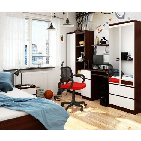 AKORD Bureau D'ordinateur 90 Cm Gauche PIKSEL Systeme Sans Poignée Wenge / Blanc 1 étagères 1 Tiroirs 1 Portes1 7 AKORD Bureau D'ordinateur 90 Cm Gauche PIKSEL Systeme Sans Poignée Wenge / Blanc 1 étagères 1 Tiroirs 1 Portes1 – Image 5