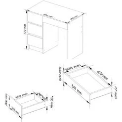 AKORD Bureau Informatique Gauche A-7 Chêne Sonoma 90 Cm Bureau D' Ordinateur (4) Tiroirs Couleur Wengé Mat - 90x50x77 Cm -France Bureau Soldes 2022 65262132 3
