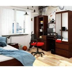 AKORD Bureau D'ordinateur 90 Cm Droit PIKSEL Systeme Sans Poignée Wenge / Wenge 1 étagères 1 Tiroirs 1 Portes1 -France Bureau Soldes 2022 65262133 5