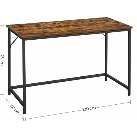 HELLOSHOP26 Bureau Table Poste De Travail 120 Cm Pour Bureau Salon Chambre Assemblage Simple Métal Style Industriel Marron Rustique Et Noir - Marron 5 HELLOSHOP26 Bureau Table Poste De Travail 120 Cm Pour Bureau Salon Chambre Assemblage Simple Métal Style Industriel Marron Rustique Et Noir - Marron – Image 3