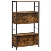 HELLOSHOP26 Bibliothèque Meuble De Rangement Ouvert Fermé étagère Salon Bureau Chambre Pour Livre Décorations Style Industriel 148 Cm Marron Rustique Et Noir - Marron -France Bureau Soldes 2022 65316315 1