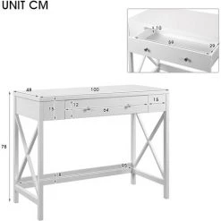 GROSMONDE 100 X 48 X 78cm Bureau Avec 1 Tiroir Table D'ordinateur Table De Travail Coiffeuse Table En Bois Et Chêne Design Nordique Moderne -France Bureau Soldes 2022 65340726 3