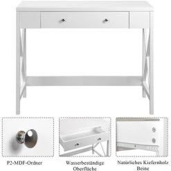 GROSMONDE 100 X 48 X 78cm Bureau Avec 1 Tiroir Table D'ordinateur Table De Travail Coiffeuse Table En Bois Et Chêne Design Nordique Moderne -France Bureau Soldes 2022 65340726 4