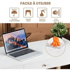 GOPLUS Bureau Secrétaire Avec Grand Plateau Et Tiroir à Poignée, Bureau De Travail Informatique Avec Pieds En Bois, Pour Salon/Chambre/Bureau, 106X50X75,5CM (Naturel) 8 GOPLUS Bureau Secrétaire Avec Grand Plateau Et Tiroir à Poignée, Bureau De Travail Informatique Avec Pieds En Bois, Pour Salon/Chambre/Bureau, 106X50X75,5CM (Naturel) -France Bureau Soldes 2022 65633111 2