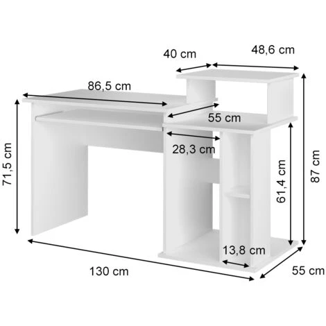 Table D'ordinateur „Jan" Blanc Vicco 4 Table D'ordinateur „Jan" Blanc Vicco – Image 2