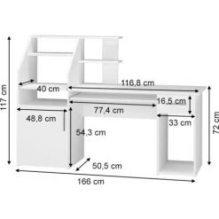 Table D'ordinateur „Edwin" Blanc Vicco -France Bureau Soldes 2022 65633935 3