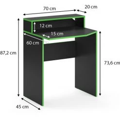Table D'ordinateur „Kron" 70cm Noir/vert Vicco 8 Table D'ordinateur „Kron" 70cm Noir/vert Vicco -France Bureau Soldes 2022 65640129 3