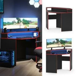 Table D'ordinateur „Kron" Noir/Rouge Coin Vicco -France Bureau Soldes 2022 65640131 2