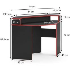 Table D'ordinateur „Kron" Noir/Rouge Coin Vicco -France Bureau Soldes 2022 65640131 3