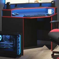 Table D'ordinateur „Kron" Noir/Rouge Coin Vicco -France Bureau Soldes 2022 65640131 5