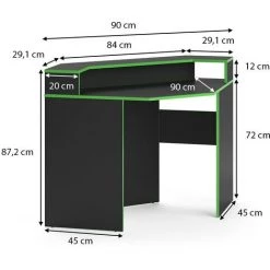 Table D'ordinateur „Kron" 90cm Noir/vert Vicco 9 Table D'ordinateur „Kron" 90cm Noir/vert Vicco -France Bureau Soldes 2022 65640135 3