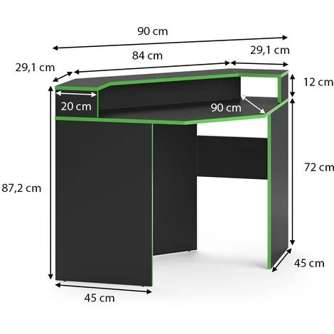Table D'ordinateur „Kron" 90cm Noir/vert Vicco 5 Table D'ordinateur „Kron" 90cm Noir/vert Vicco – Image 3