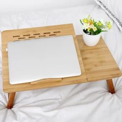 SUPERSELLER Support De Bureau Pliable En Bambou Pour Ordinateur Portable Petit Déjeuner Servant Plateau De Lit Table Réglable En Hauteur Avec 4 Angles Inclinables Dessus Ventilateur De Refroidissement Tiroir Pour Lire écrire Travailler Manger - Avec Ventilateur De Re -France Bureau Soldes 2022 65646343 4