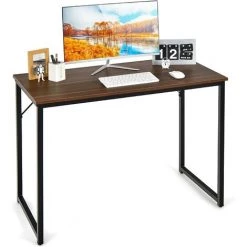 COSTWAY Bureau Informatique Droit - Structure En Métal -100 X 50 X 75 Cm - Café