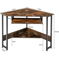 COSTWAY Bureau D'Angle - Panneau De Particules - L 72 X P 72 X H 75,5 - Plateau Clavier - Industriel Moderne Décor Marron Rustique 11 COSTWAY Bureau D'Angle - Panneau De Particules - L 72 X P 72 X H 75,5 - Plateau Clavier - Industriel Moderne Décor Marron Rustique -France Bureau Soldes 2022 65725253 5