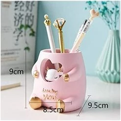 ENLENK Vache Porte-crayon Résine étui à Stylo Rose En Forme D'animal Conteneur De Stockage Pinceaux De Maquillage Porte-école Bureau à Domicile Accessoire De Bureau (Lucky You) -France Bureau Soldes 2022 65749535 2