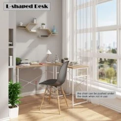 WOLTU Bureau D'ordinateur En Forme L. Table Travail En Bois Et Acier. Chêne Clair. TSG24hei -France Bureau Soldes 2022 65906052 3