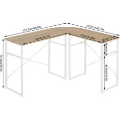 WOLTU Bureau D'ordinateur En Forme L. Table Travail En Bois Et Acier. Chêne Clair. TSG24hei -France Bureau Soldes 2022 65906052 4