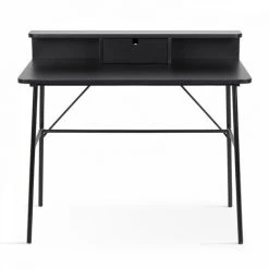 OVIALA Bureau Style Contemporain En Bois Vernis Noir - Noir -France Bureau Soldes 2022 65916715 5