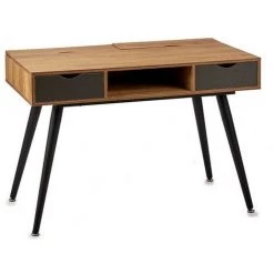 BRICOMARTEAU Bureau Noir Marron Métal Bois (60 X 75 X 110 Cm)