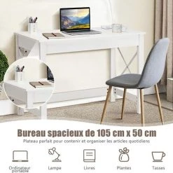 GOPLUS Bureau D’Ordinateur, Structure Stable En Forme De X, Table De Bureau Moderne Avec Coussinets Antidérapants Pour Chambre, Bureau, 105x50x76CM, Blanc 10 GOPLUS Bureau D’Ordinateur, Structure Stable En Forme De X, Table De Bureau Moderne Avec Coussinets Antidérapants Pour Chambre, Bureau, 105x50x76CM, Blanc -France Bureau Soldes 2022 66262424 4