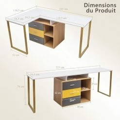 GOPLUS Bureau D'Ordinateur Réglable En Forme De L Pour 2 Personnes,Bureau D'Angle Avec Tiroir Coulissant Et Etagère, Bureau D'Angle De Coin Réglable, 3 Tiroirs Pour Le Rangement 10 GOPLUS Bureau D'Ordinateur Réglable En Forme De L Pour 2 Personnes,Bureau D'Angle Avec Tiroir Coulissant Et Etagère, Bureau D'Angle De Coin Réglable, 3 Tiroirs Pour Le Rangement -France Bureau Soldes 2022 66262532 4