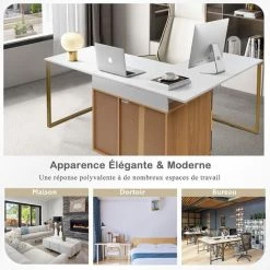 GOPLUS Bureau D'Ordinateur Réglable En Forme De L Pour 2 Personnes,Bureau D'Angle Avec Tiroir Coulissant Et Etagère, Bureau D'Angle De Coin Réglable, 3 Tiroirs Pour Le Rangement 11 GOPLUS Bureau D'Ordinateur Réglable En Forme De L Pour 2 Personnes,Bureau D'Angle Avec Tiroir Coulissant Et Etagère, Bureau D'Angle De Coin Réglable, 3 Tiroirs Pour Le Rangement -France Bureau Soldes 2022 66262532 5