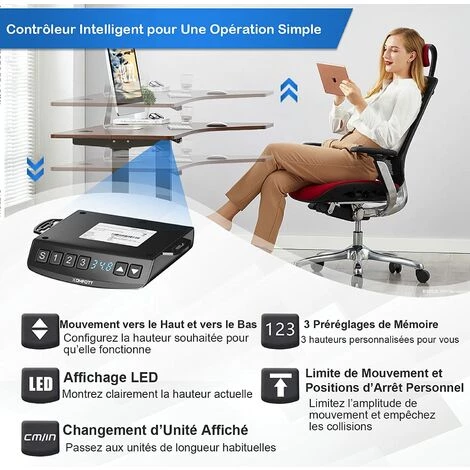 GOPLUS Bureau Assis Debout ?lectrique, 109 X 45 X 70-120 CM, Charge 100 KG, Cadre De Bureau Réglable En Hauteur Et Largeur, Pied De Bureau Table Escamotable (Gris) 5 GOPLUS Bureau Assis Debout ?lectrique, 109 X 45 X 70-120 CM, Charge 100 KG, Cadre De Bureau Réglable En Hauteur Et Largeur, Pied De Bureau Table Escamotable (Gris) – Image 3