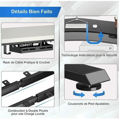 GOPLUS Bureau Assis Debout ?lectrique, 109 X 45 X 70-120 CM, Charge 100 KG, Cadre De Bureau Réglable En Hauteur Et Largeur, Pied De Bureau Table Escamotable (Gris) 6 GOPLUS Bureau Assis Debout ?lectrique, 109 X 45 X 70-120 CM, Charge 100 KG, Cadre De Bureau Réglable En Hauteur Et Largeur, Pied De Bureau Table Escamotable (Gris) – Image 4
