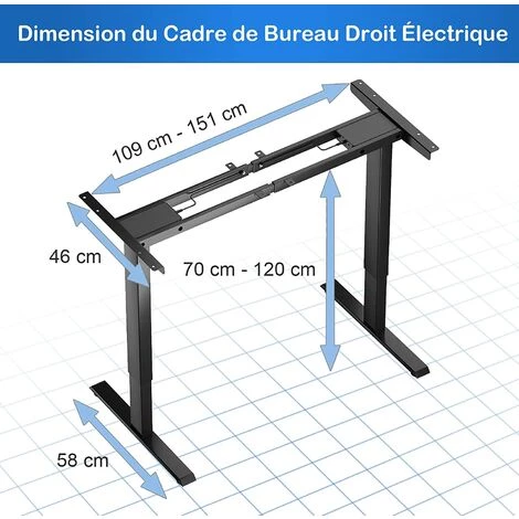 GOPLUS Bureau Assis Debout ?lectrique, 109 X 45 X 70-120 CM, Charge 100 KG, Cadre De Bureau Réglable En Hauteur Et Largeur, Pied De Bureau Table Escamotable (Gris) 7 GOPLUS Bureau Assis Debout ?lectrique, 109 X 45 X 70-120 CM, Charge 100 KG, Cadre De Bureau Réglable En Hauteur Et Largeur, Pied De Bureau Table Escamotable (Gris) – Image 5
