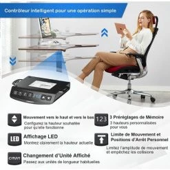 GOPLUS Bureau Assis Debout ?lectrique, 109 X 45 X 70-120 CM, Charge 100 KG, Cadre De Bureau Réglable En Hauteur Et Largeur, Pied De Bureau Table Escamotable (Blanc) -France Bureau Soldes 2022 66262712 4