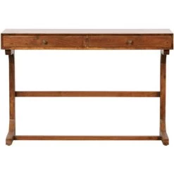 BEPUREHOME Bureau 2 Tiroirs En Bois - Old School - Couleur - Marron