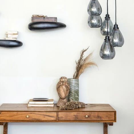 BEPUREHOME Bureau 2 Tiroirs En Bois - Old School - Couleur - Marron 4 BEPUREHOME Bureau 2 Tiroirs En Bois - Old School - Couleur - Marron – Image 2