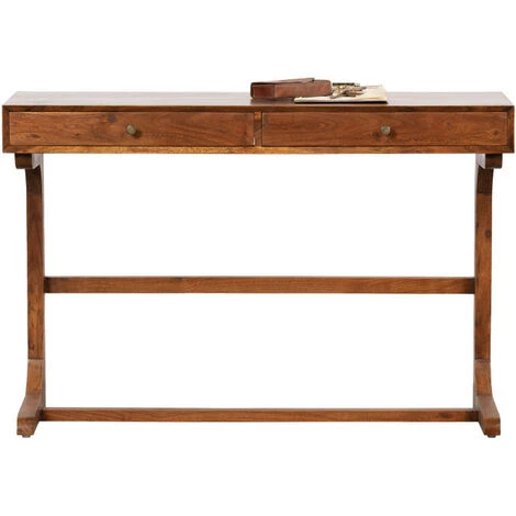 BEPUREHOME Bureau 2 Tiroirs En Bois - Old School - Couleur - Marron 6 BEPUREHOME Bureau 2 Tiroirs En Bois - Old School - Couleur - Marron – Image 4