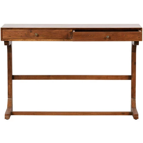 BEPUREHOME Bureau 2 Tiroirs En Bois - Old School - Couleur - Marron 7 BEPUREHOME Bureau 2 Tiroirs En Bois - Old School - Couleur - Marron – Image 5