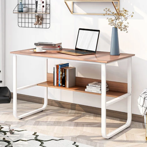MODERNLUXE Bureau Informatique Contemporain Table D'ordinateur Avec étagère 120x60x73 Cm, Chêne 3 MODERNLUXE Bureau Informatique Contemporain Table D'ordinateur Avec étagère 120x60x73 Cm, Chêne