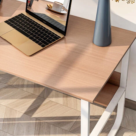 MODERNLUXE Bureau Informatique Contemporain Table D'ordinateur Avec étagère 120x60x73 Cm, Chêne 4 MODERNLUXE Bureau Informatique Contemporain Table D'ordinateur Avec étagère 120x60x73 Cm, Chêne – Image 2