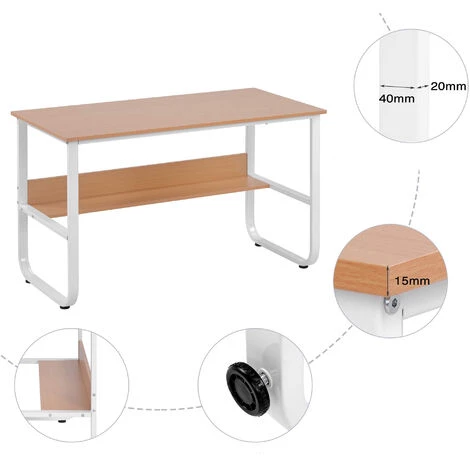 MODERNLUXE Bureau Informatique Contemporain Table D'ordinateur Avec étagère 120x60x73 Cm, Chêne 6 MODERNLUXE Bureau Informatique Contemporain Table D'ordinateur Avec étagère 120x60x73 Cm, Chêne – Image 4