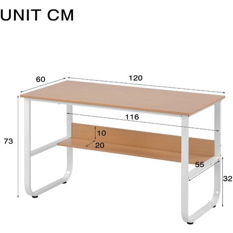 MODERNLUXE Bureau Informatique Contemporain Table D'ordinateur Avec étagère 120x60x73 Cm, Chêne 7 MODERNLUXE Bureau Informatique Contemporain Table D'ordinateur Avec étagère 120x60x73 Cm, Chêne – Image 5