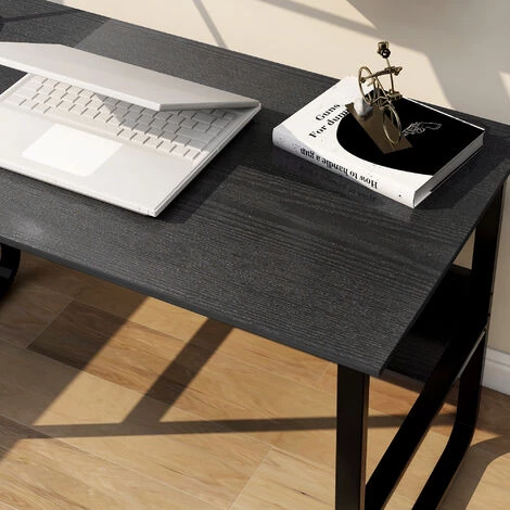 MODERNLUXE Bureau Informatique Contemporain Table D'ordinateur Avec étagère 120x60x73 Cm, Noir 4 MODERNLUXE Bureau Informatique Contemporain Table D'ordinateur Avec étagère 120x60x73 Cm, Noir – Image 2