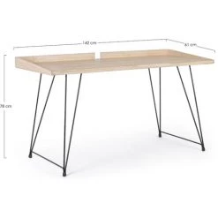 LES TENDANCES Bureau Bois De Caoutchouc Et Pieds Acier Noir Didi L 142 Cm -France Bureau Soldes 2022 66753516 3