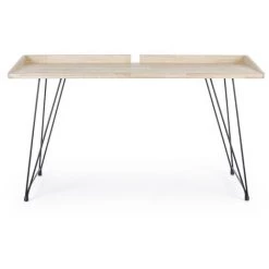 LES TENDANCES Bureau Bois De Caoutchouc Et Pieds Acier Noir Didi L 142 Cm -France Bureau Soldes 2022 66753516 5